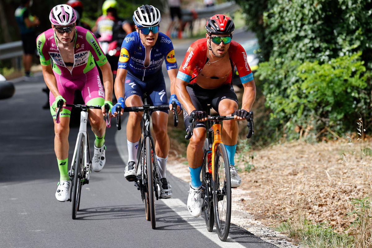 2021 Italian Road Championship Men Road Race BellariaIgea Marina Imola 2259 km 20062021 Fausto Masnada ITA Deceuninck QuickStep Sonny Colbrelli ITA Bahrain Victorious Samuele Zoccarato ITA Bardiani CSF Faizane photo Luca BettiniBettiniPhoto2021