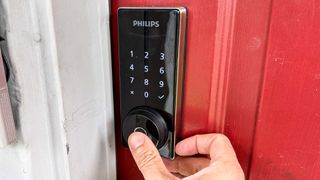 Philips smart lock attached to front door