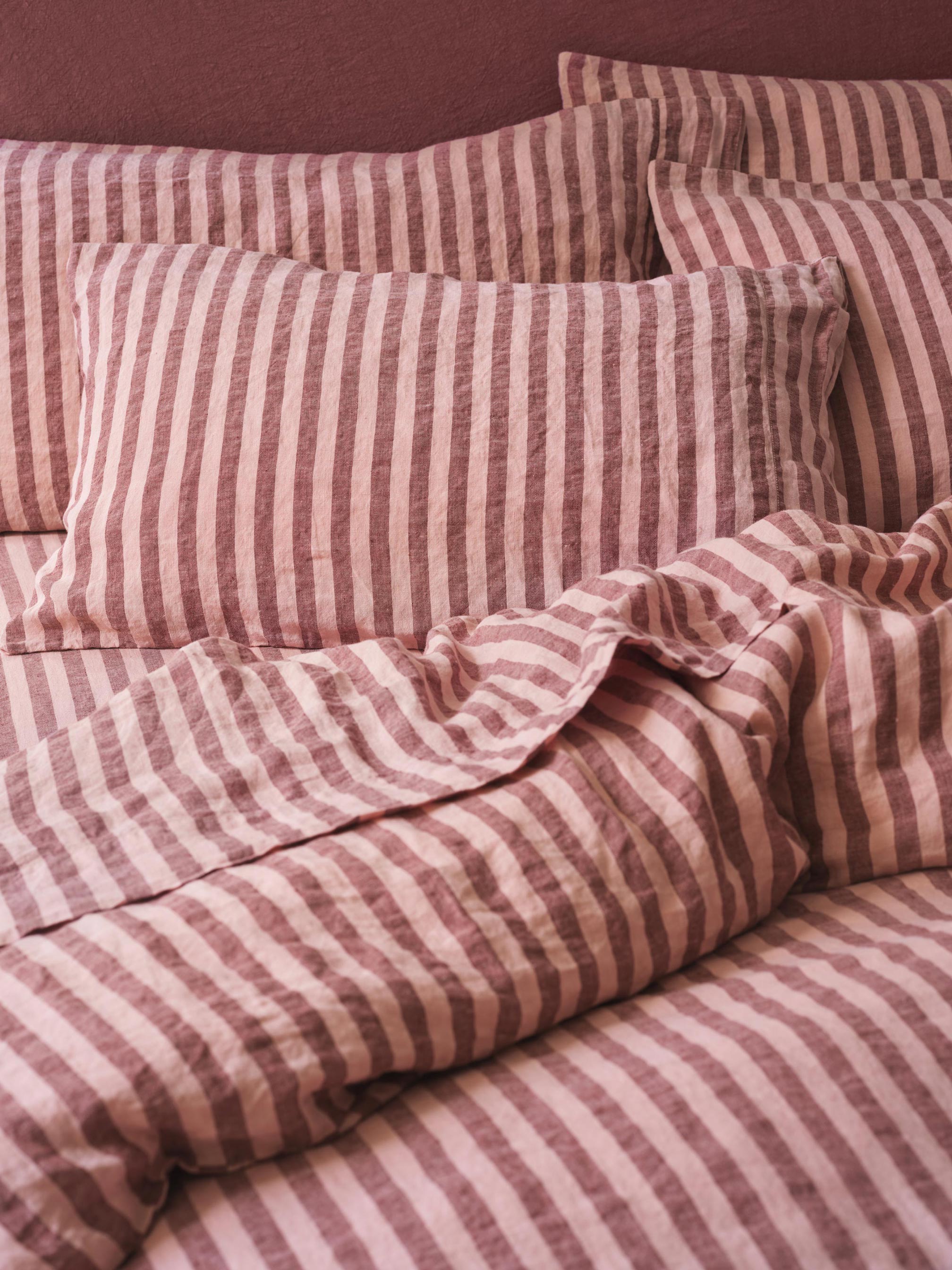 Rhubarb &amp;amp; Rose Pembroke Stripe Linen Blend Pillowcases (pair)