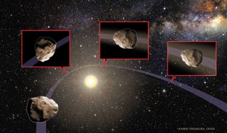As an asteroid passes close to the sun, the space rock slowly disintegrates, spreading dust and debris along its path. When that trail of material intersects with Earth's path, it can create meteor showers.