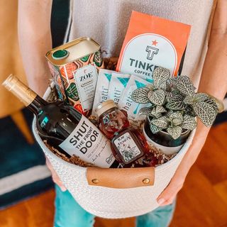 Edible gift basket filled with goodies from local makers