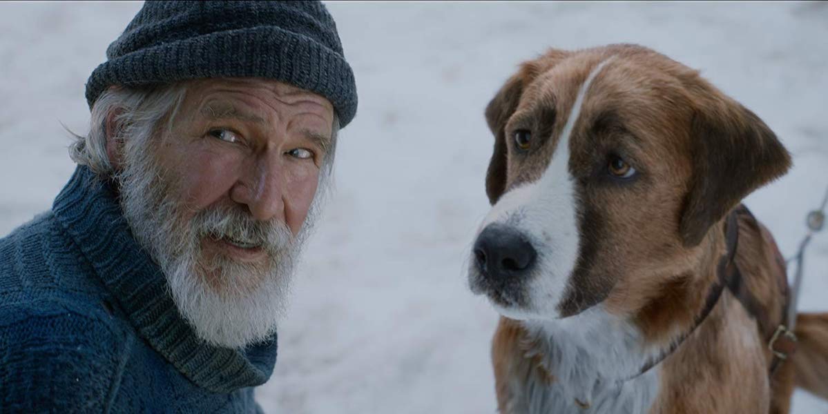 Harrison Ford and dog named Buck in The Call of the Wild