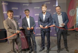 Ribbon cutting at the new Amagi office in Poland