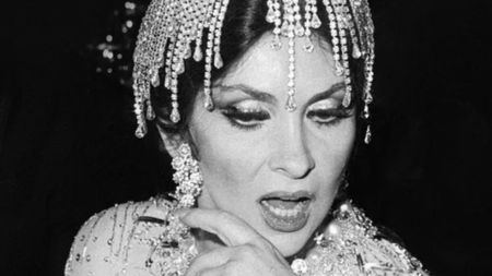 Gina Lollobrigida, 1980, wears jewellery. Archive image illustrating Bulgari's BAFTA 2024 show