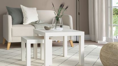 White side table in living room