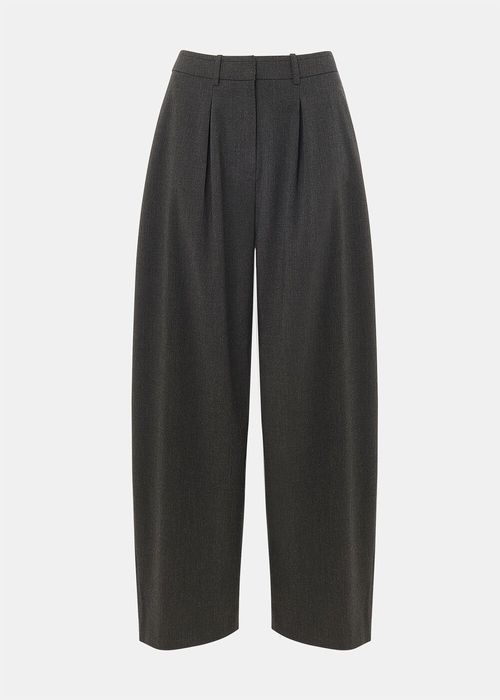 Dark Grey Wool Blend Barrel Trouser