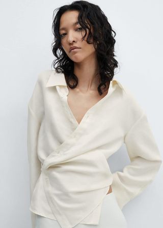 Wrap Linen-Blend Shirt - Women