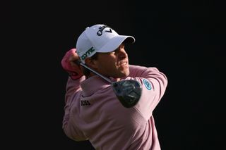 Thomas Detry watches his tee shot with a driver