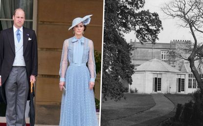 Prince William and Princess Kate next to Royal Lodge Windsor