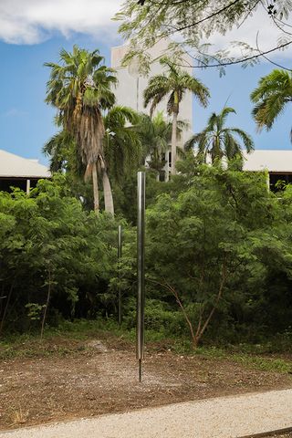 The Duho Pavilion by Limbo Accra, a slender installation in a cayman island forest