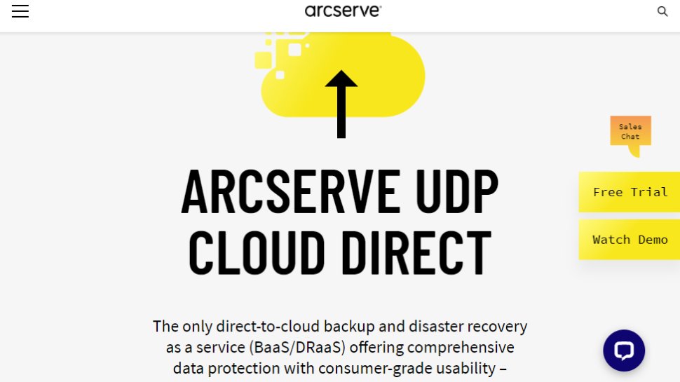 Website screenshot for Arcserve UDP Cloud Direct