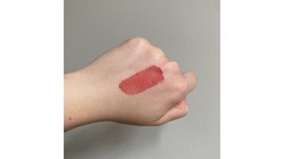 Swatch of the Rare Beauty Tinted Lip Oil in Hope