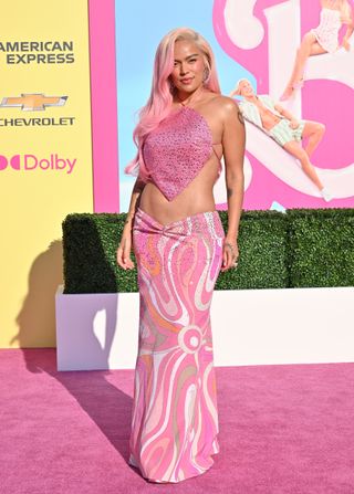 Karol G attends the World Premiere of "Barbie" at Shrine Auditorium and Expo Hall on July 09, 2023 in Los Angeles, California