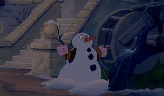 Le Fou as a snowman in Beauty and the Beast