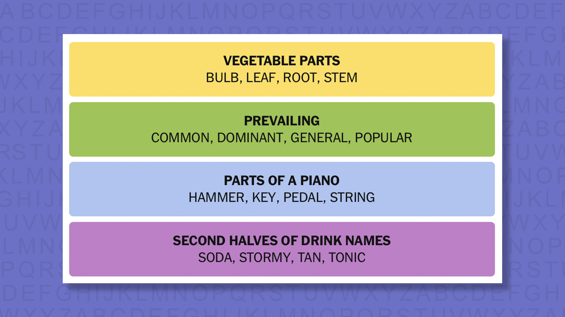 NYT Connections answers for game 1041 on a purple background