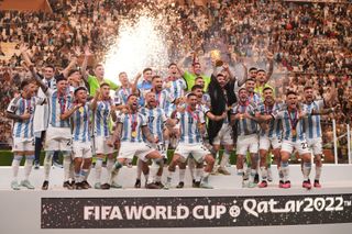 Argentina lifting the world cup.