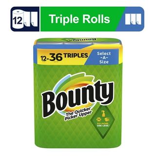 A green package of Bounty paper towels