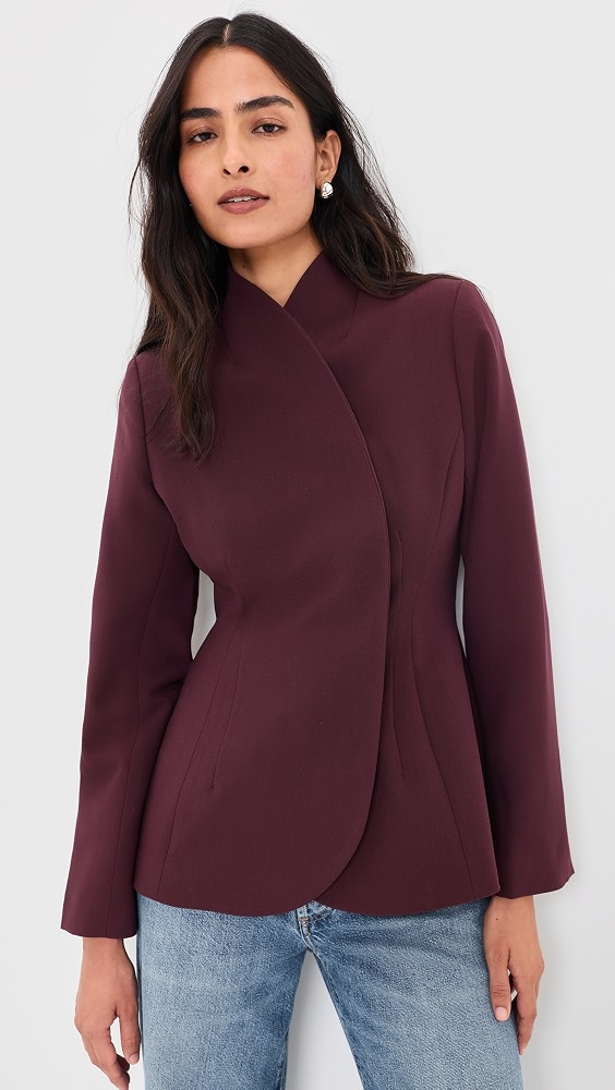 Daphne High Neck Jacket - Plum