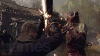 Resident Evil 4 demo knife parry against chainsaw man