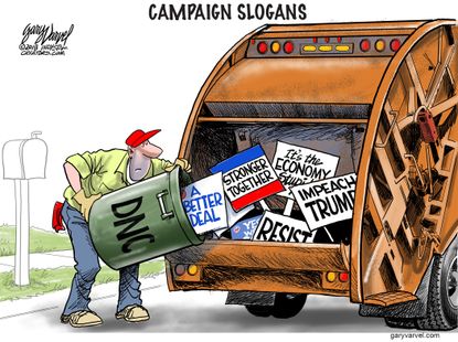 Political cartoon U.S. Democrat slogans