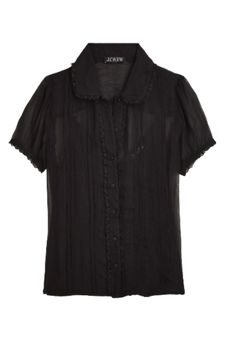 J.Crew Sheer Lace-Trim Button-Up Shirt