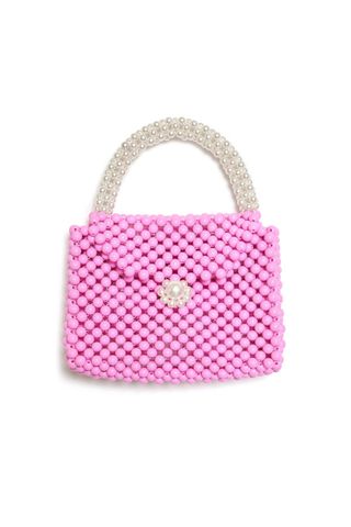 Product shot of Sister Jane Dream Adorn Bead Bag in pink 