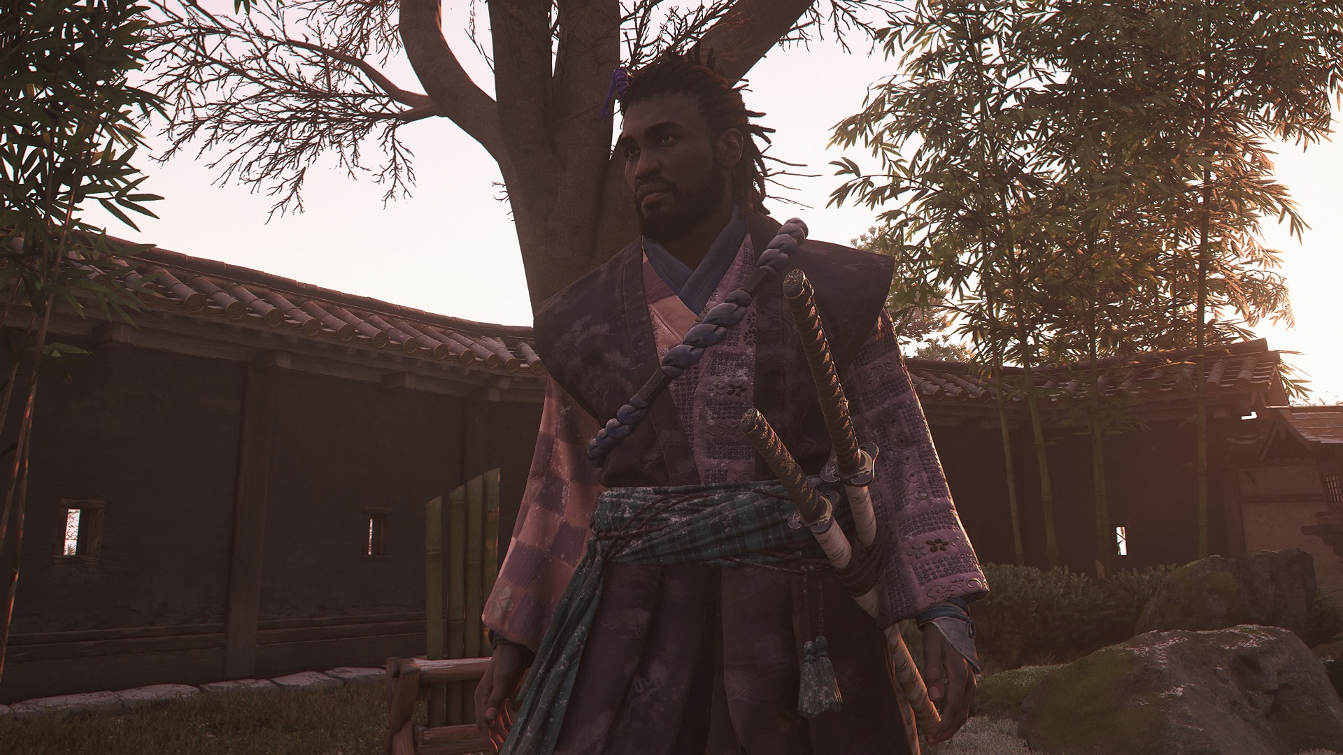 Assassin's Creed Shadows screenshot of Yasuke in embroidered armor 