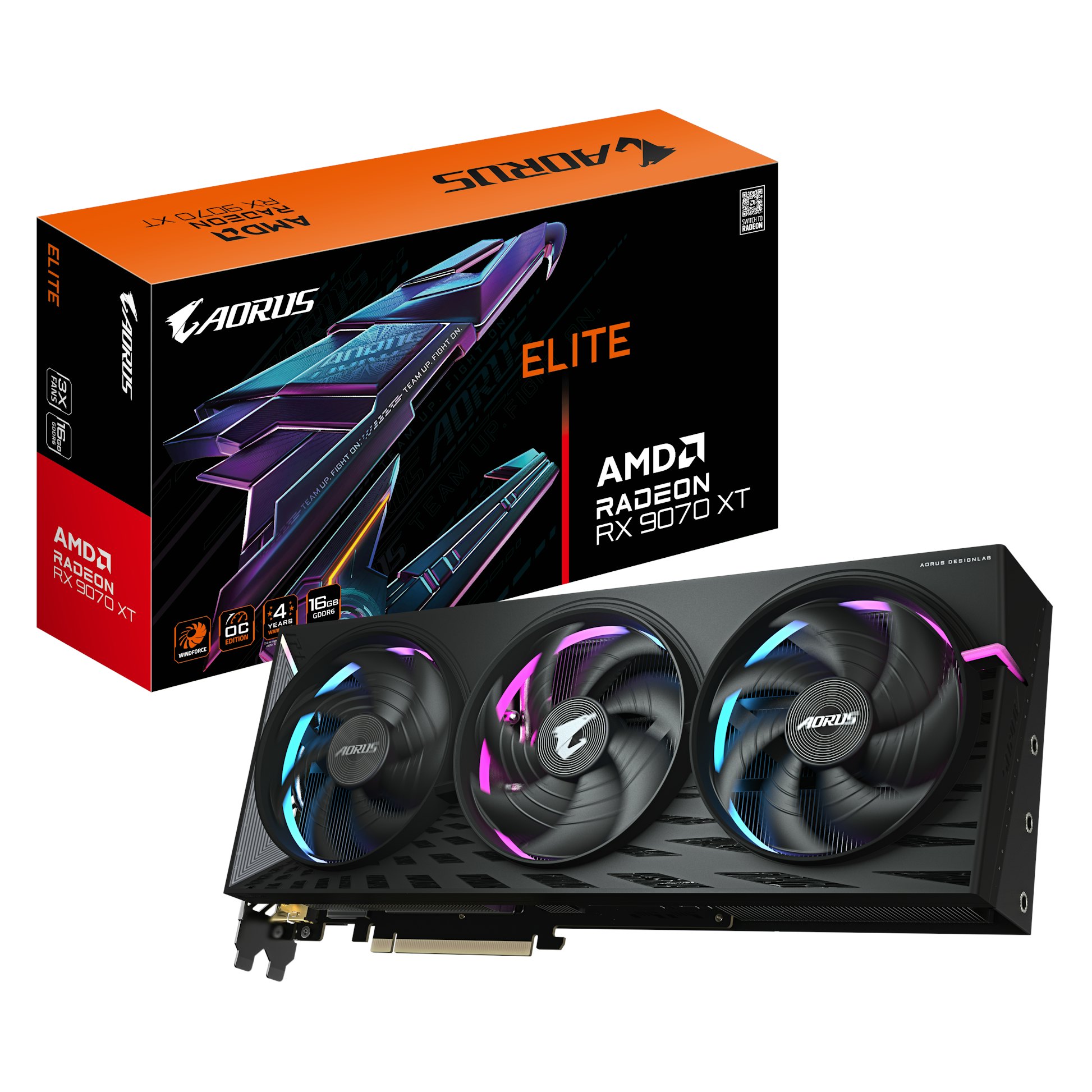 Gigabyte Aorus Radeon RX 9070 XT Elite graphics card for PC gaming