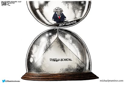 Political cartoon U.S. GOP agenda Russia investigation