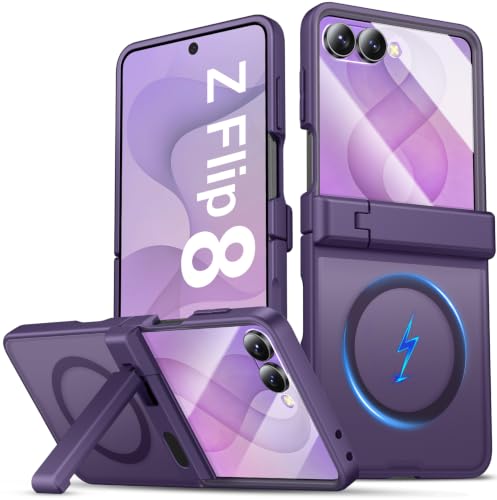 For Samsung Z Flip 8 Case With Stand, Compatible With Magsafe, Dark Purple