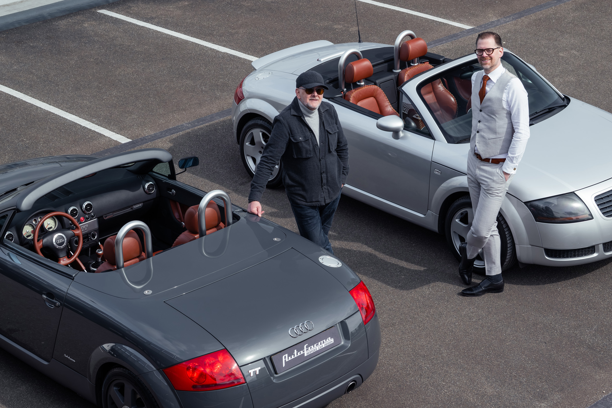 Jos Baijens with the Autoforma Audi TTS Restomod alongside Niels van Roij