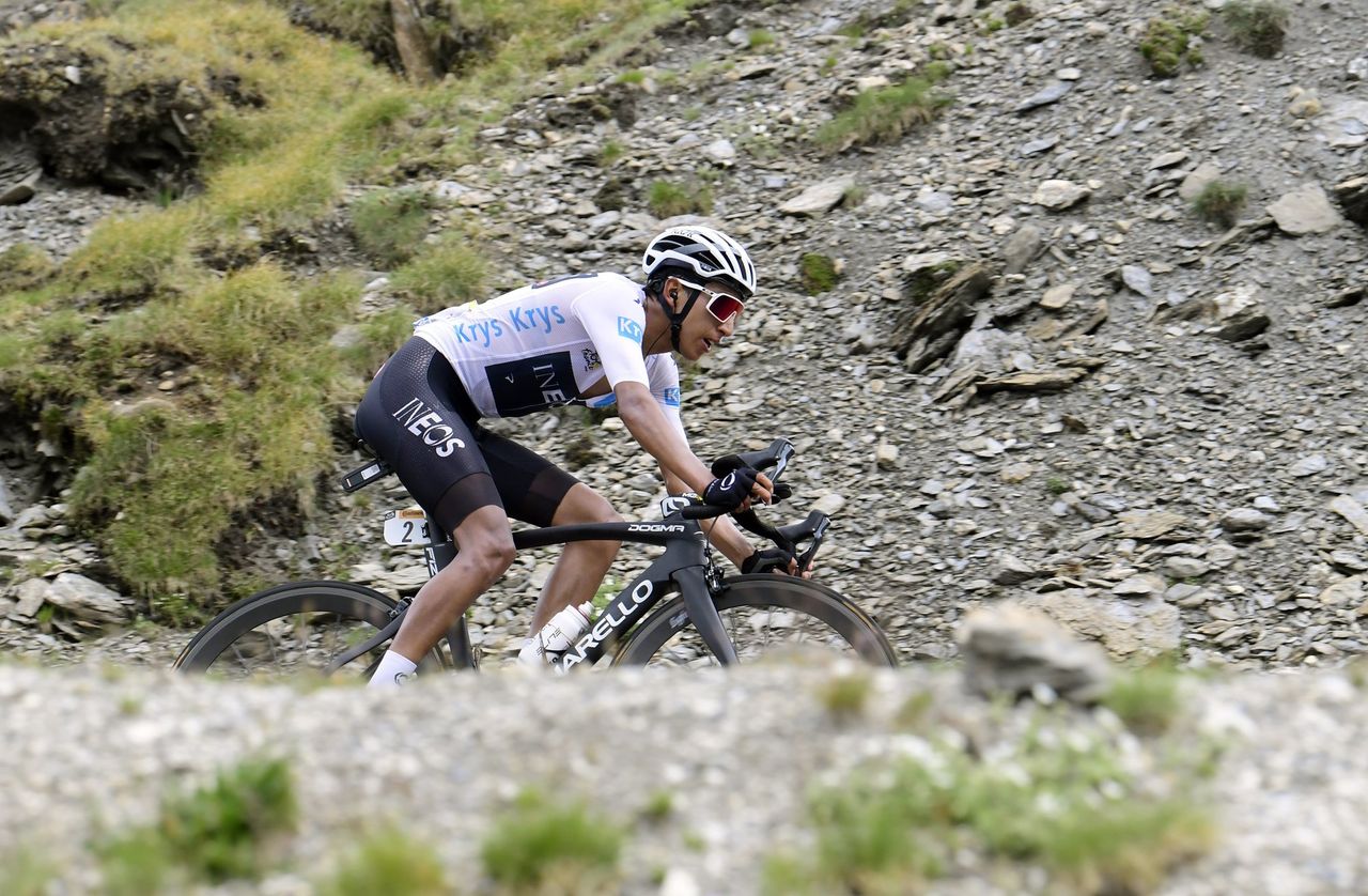 Egan Bernal (Team Ineos) on the attack