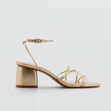 Mango Crossed Strap Metallic Sandal