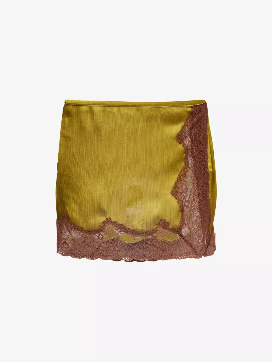 Niera Lace-Embroidery Woven Mini Skirt