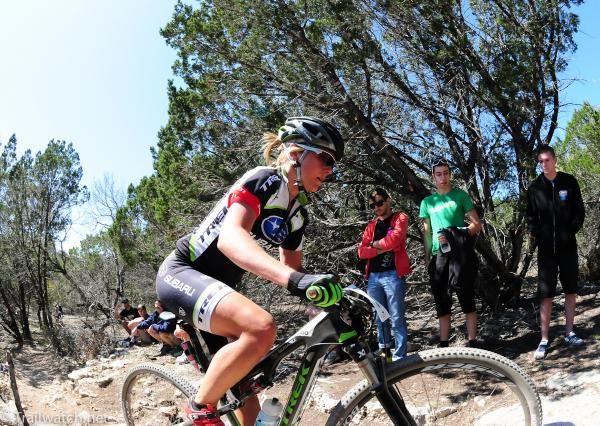 Heather Irmiger (Trek Subaru) rides in the top ten