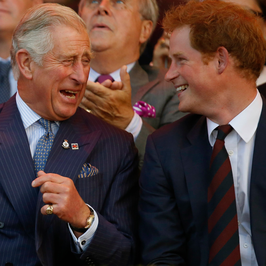 Prince Harry and King Charles laughing