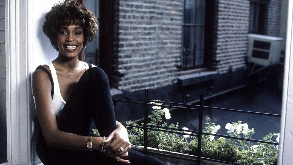 Whitney Houston sitting in the window for a VH1 interview in 1990