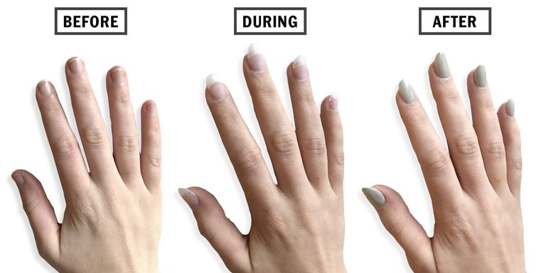 Nail Extensions Before, During & After