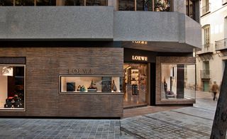 textured bronze façade of Loewe’s flagship store