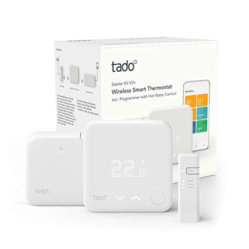 Tado&amp;deg; Starter Kit - Wireless Smart Thermostat V3+ Incl. Programmer With Hot Water Control, Designed in Germany, Works With Alexa, Siri &amp;amp; Google Assistant (white)