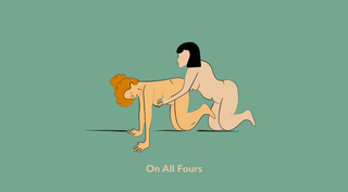 On all fours lesbian sex position