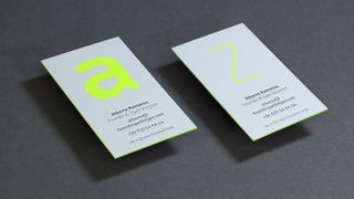 Romanos puts his own fonts front and centre on his business cards