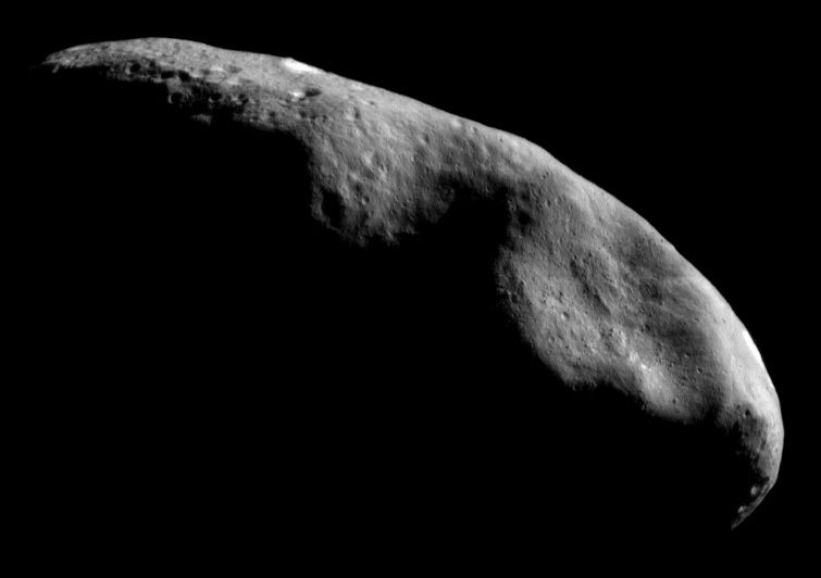 This photo of the asteroid Eros was taken during the NEAR Shoemaker mission.