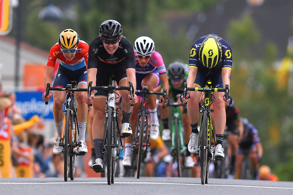 Jolien D'hoore sprints to victory on stage 1 of the Ladies Tour of Norway
