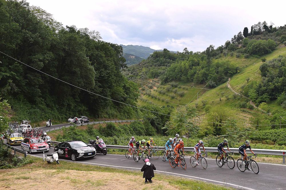 The day's breakaway before Ilnur Zakarin (Katusha) attacked.