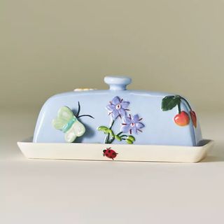 Anthropologie floral butter dish