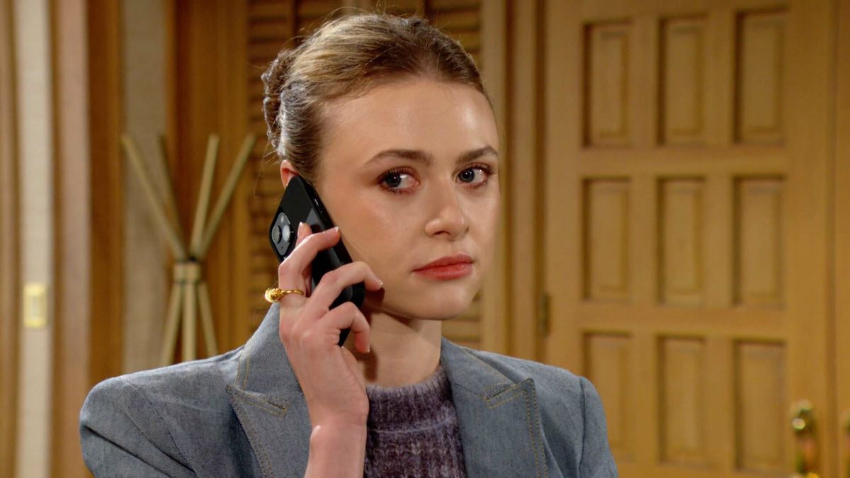 Hayley Erin as Claire on the phone in The Young and the Restless