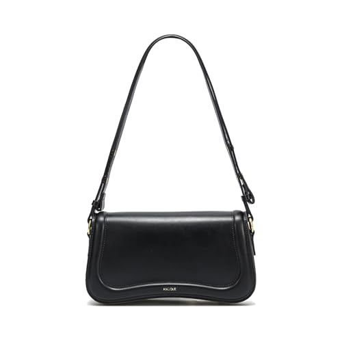 Jollque Crescent Shoulder Bag for Women,small Leather Strap Dumpling Handbag Purse,unique Trendy Designer Hobo Crossbody Bags(black)