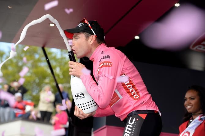 Cadel Evans on the podium