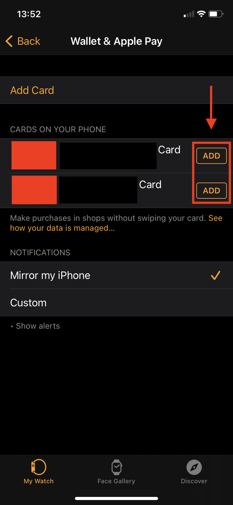 How to use Apple Pay on Apple Watch - add card